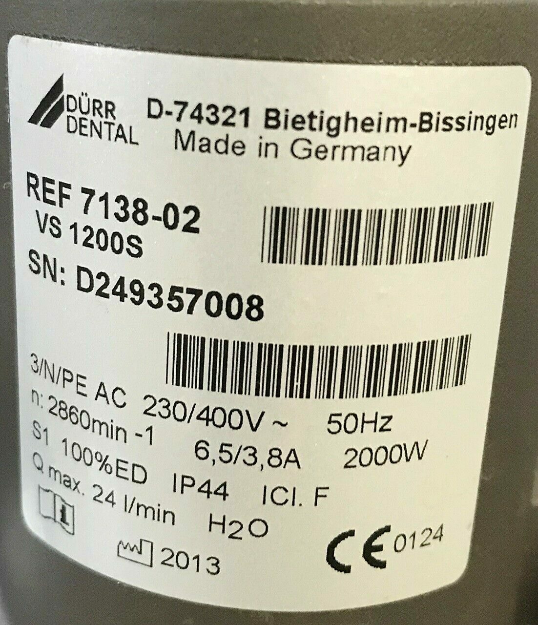 Dürr Dental Saugmachine VS 1200 S Nassabsaugung Baujahr 2013 Top Angebot | 75065