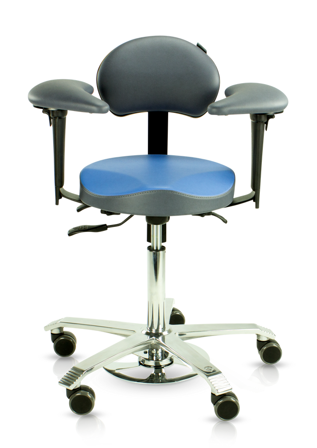 Mikroskopiestuhl mit Fußverstellung (!) und Armauflagen von SCORE 12 Farben zur Auswahl | 125019
