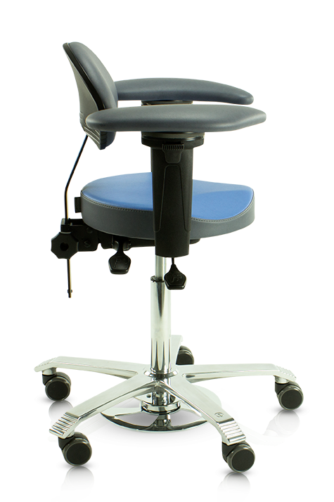 Mikroskopiestuhl mit Fußverstellung (!) und Armauflagen von SCORE 12 Farben zur Auswahl | 125012