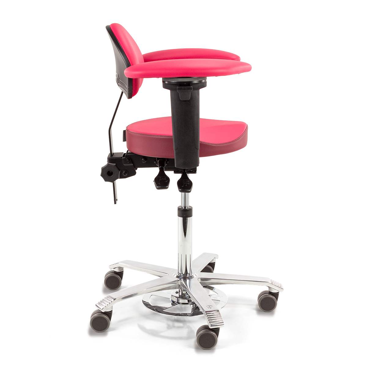 Mikroskopiestuhl mit Fußverstellung (!) und Armauflagen von SCORE 12 Farben zur Auswahl | 125008