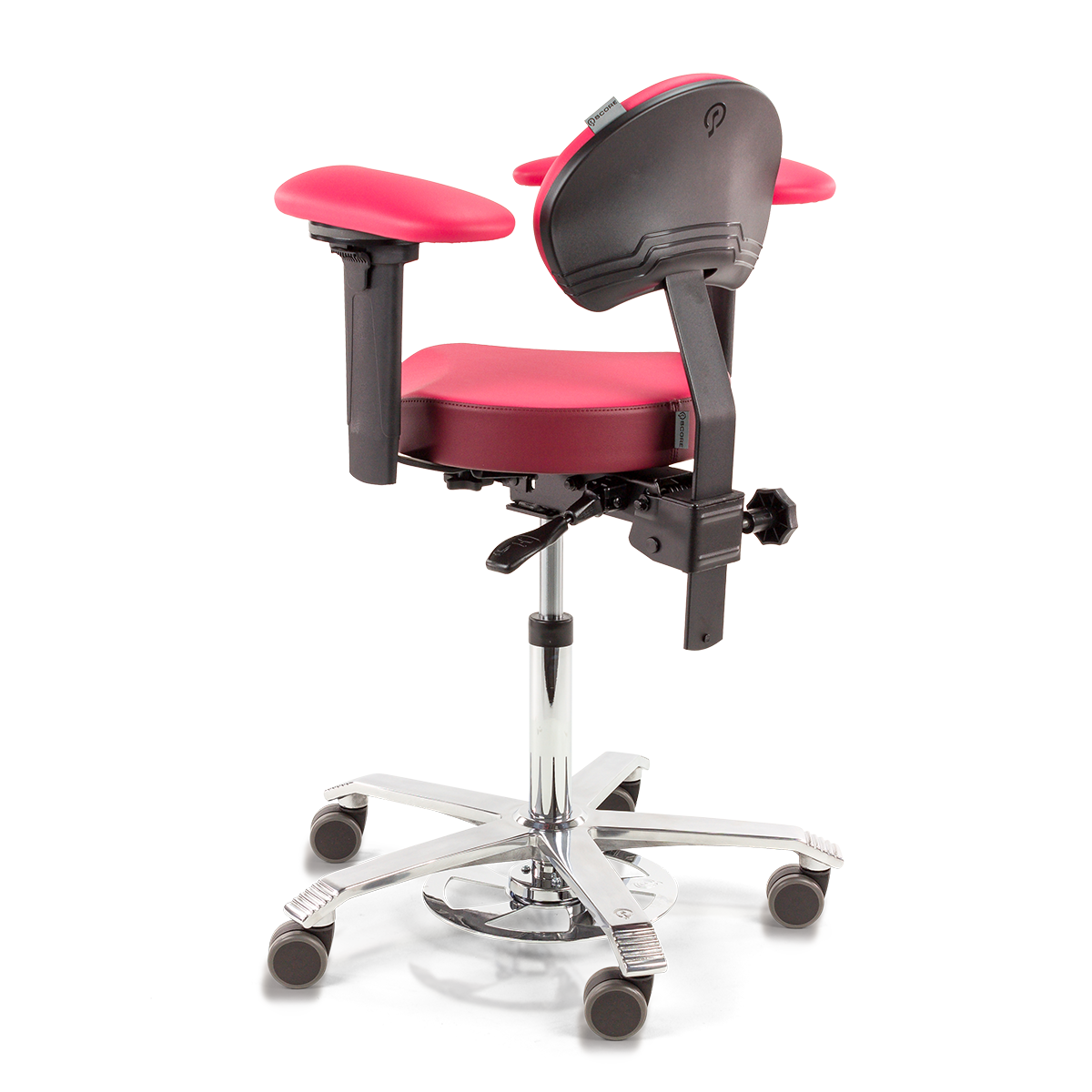 Mikroskopiestuhl mit Fußverstellung (!) und Armauflagen von SCORE 12 Farben zur Auswahl | 125009