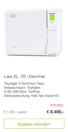 W&H GoodieBook Aktion Autoklav Lara XL 28 l Kammer + Verbrauchsmaterialienset | 168277