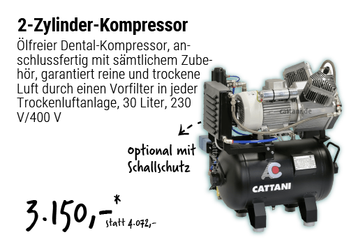 Cattani 2-Zylinder-Kompressor für Zahnarztpraxis und KFO | 170136