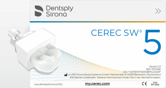 Dentsply Sirona CEREC SW 5.2 Software Upgrade Lizenz für Omnicam / Primescan NEU | 183711