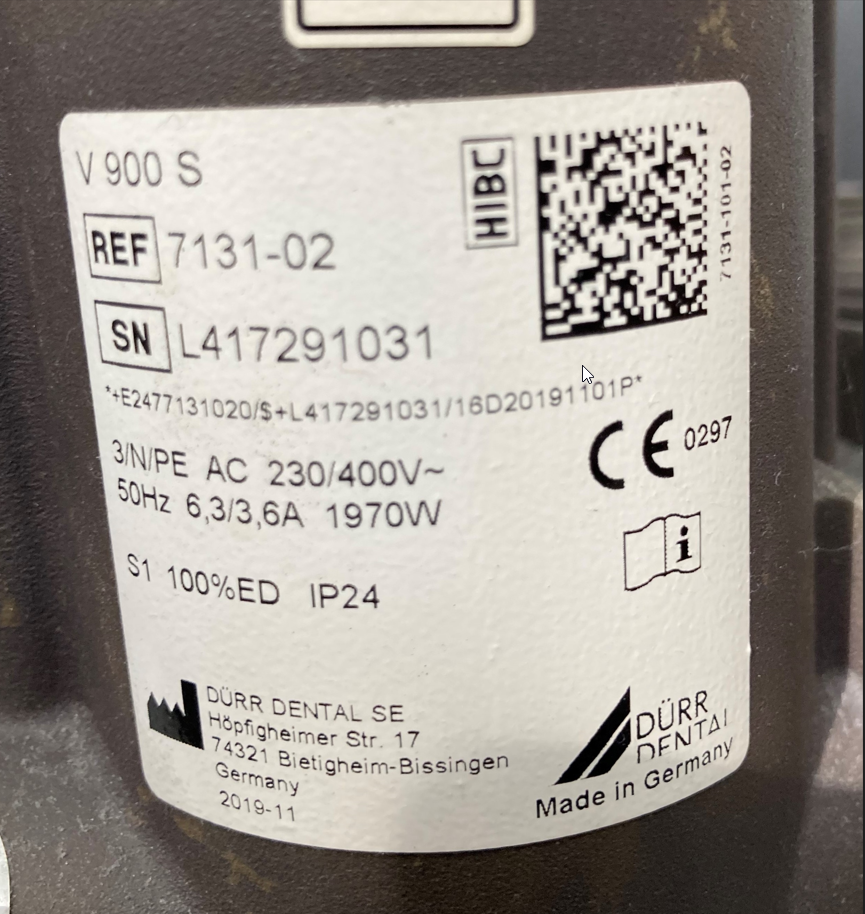 Dürr Saugmaschine V 900 S 400 V Trockenabsaugung | 193747