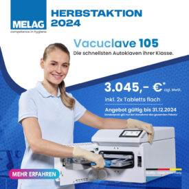 MELAG Pro Line Vacuclave 105 B-Klasse Autoklav „Herbstaktion 2024“ MELAG Pro Line Vacuclave 105 B-Klasse Autoklav „Herbstaktion 2024“