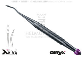 SYNDESMOTOM, GEBOGEN FÜR MESIALEN ZUGANG, ZEPF X-TOOL GRIFF, ROTE FARBCODIERUNG, ONYX BESCHICHTET SYNDESMOTOM, GEBOGEN FÜR MESIALEN ZUGANG, ZEPF X-TOOL GRIFF, ROTE FARBCODIERUNG, ONYX BESCHICHTET