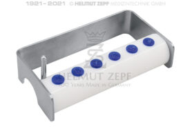 BOHRERSTÄNDER FÜR 6 TREPANBOHRER TRÄGER AUS TEFLON, 60° EINRASTUNG 8,5 CM FÜR NEUES DESIGN BOHRERSTÄNDER FÜR 6 TREPANBOHRER TRÄGER AUS TEFLON, 60° EINRASTUNG 8,5 CM FÜR NEUES DESIGN