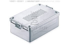 STERI-CONTAINER, 310 X 190 X 80 MM, BODEN & DECKEL GELOCHT, NEUER VERSCHLUSS ALU, GRAU, INCL. 2 TEXTILDAUERFILTER STERI-CONTAINER, 310 X 190 X 80 MM, BODEN & DECKEL GELOCHT, NEUER VERSCHLUSS ALU, GRAU, INCL. 2 TEXTILDAUERFILTER