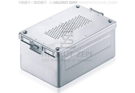 STERI-CONTAINER, 310 X 190 X 130 MM, BODEN & DECKEL GELOCHT, NEUER VERSCHLUSS ALU, GRAU, INCL. 2 TEXTILDAUERFILTER STERI-CONTAINER, 310 X 190 X 130 MM, BODEN & DECKEL GELOCHT, NEUER VERSCHLUSS ALU, GRAU, INCL. 2 TEXTILDAUERFILTER