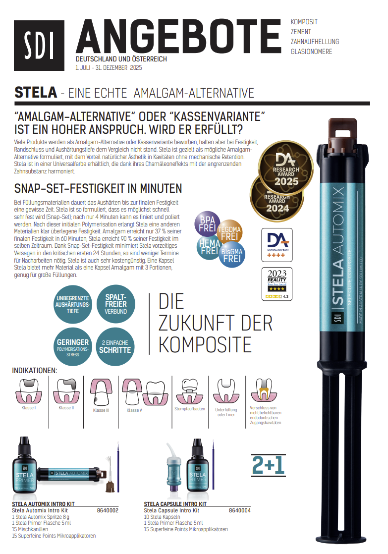 SDI ANGEBOTE | STELA – EINE ECHTE AMALGAM-ALTERNATIVE | 332768 SDI ANGEBOTE | STELA – EINE ECHTE AMALGAM-ALTERNATIVE | 332768