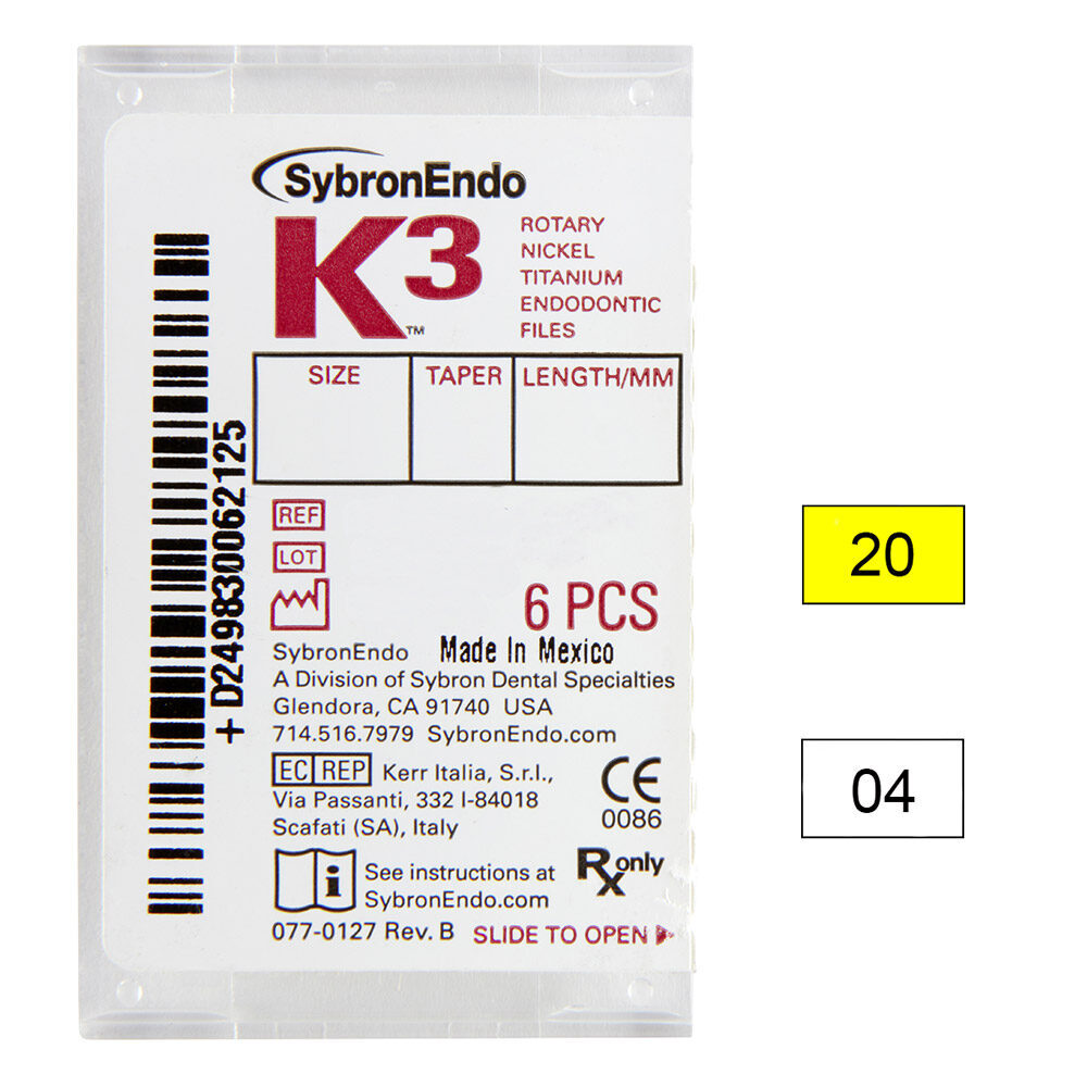 K3 NiTi-Files .04 Gr.20 25mm 6St | 310601 K3 NiTi-Files .04 Gr.20 25mm 6St | 310601