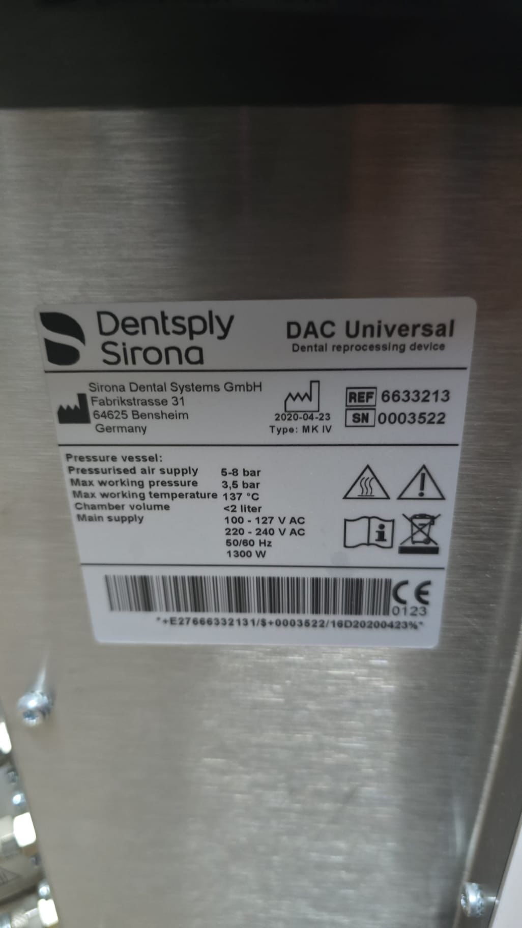 Dentsply Sirona DAC Universal Bj.2020 Kombi Pflegegerät Steri Dental reprocessing device | 323174 Dentsply Sirona DAC Universal Bj.2020 Kombi Pflegegerät Steri Dental reprocessing device | 323174