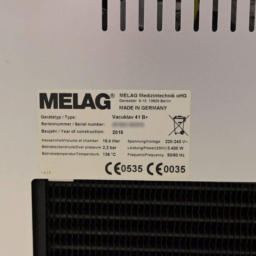 Melag Vacuklav 41 B+ Sterilisator Bj. 2015 geprüft inkl. Standardwartung | 324806 Melag Vacuklav 41 B+ Sterilisator Bj. 2015 geprüft inkl. Standardwartung | 324806