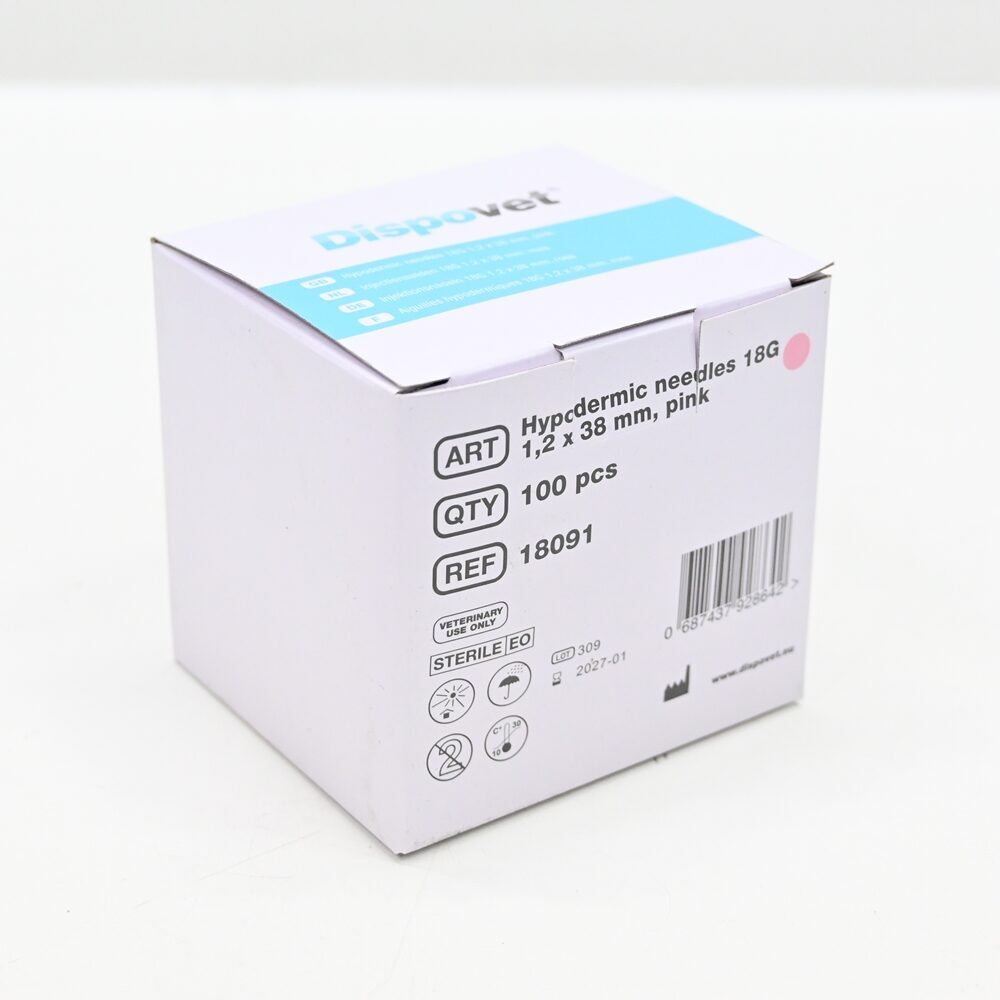 Dispovet Veterinärbedarf Einmalkanüle 18G 1,2 x 38 mm pink 100 Stück je Packung | 327616 Dispovet Veterinärbedarf Einmalkanüle 18G 1,2 x 38 mm pink 100 Stück je Packung | 327616