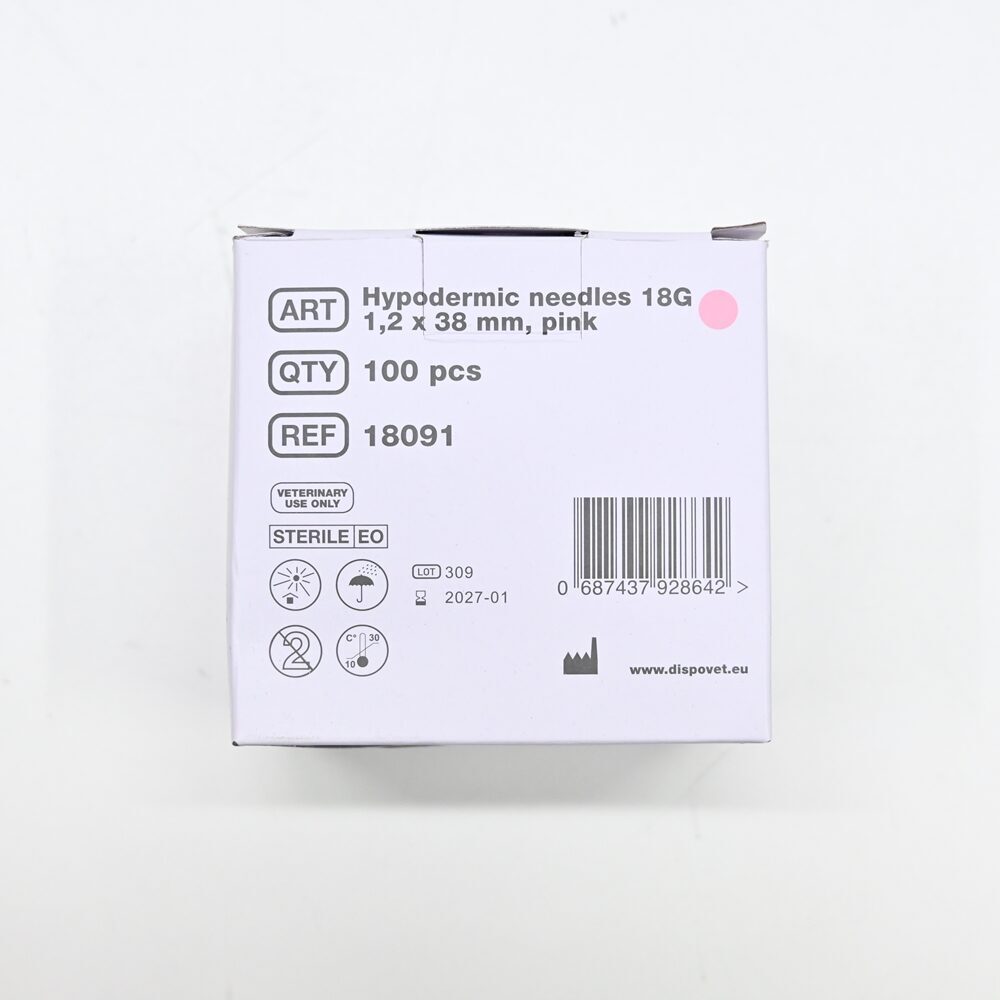 Dispovet Veterinärbedarf Einmalkanüle 18G 1,2 x 38 mm pink 100 Stück je Packung | 327615 Dispovet Veterinärbedarf Einmalkanüle 18G 1,2 x 38 mm pink 100 Stück je Packung | 327615