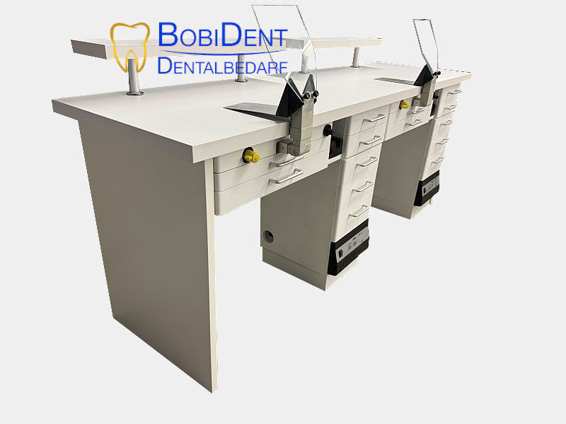 FREUDING Labor Möbel Doppelarbeitsplatz / Labortisch Weiß – Dentalmöbel | 327864 FREUDING Labor Möbel Doppelarbeitsplatz / Labortisch Weiß – Dentalmöbel | 327864