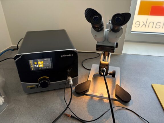 Primotec Phaser mx3 mit feststehendem Mikroskop inkl. Gasanschluss-Set und Fußschalter | 327969