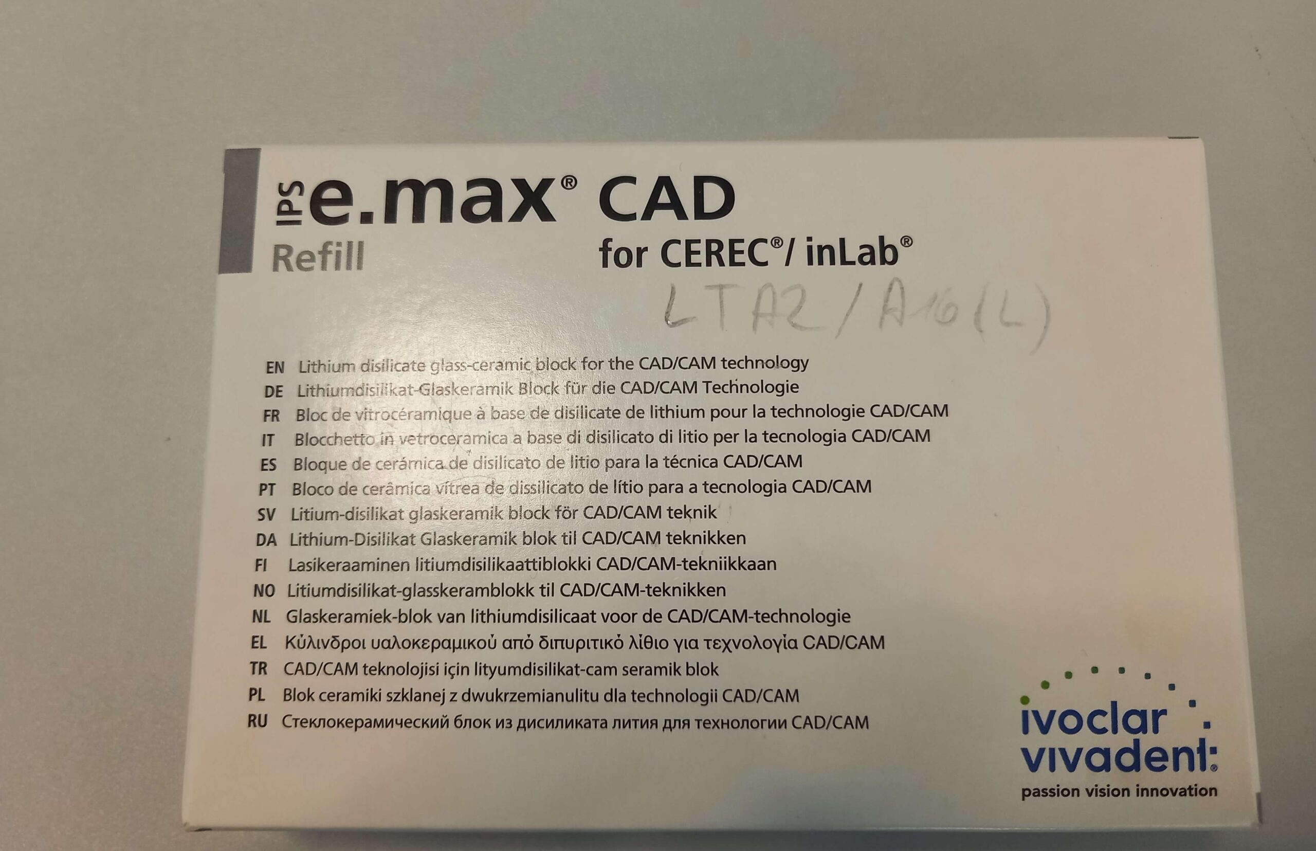 Ivoclar Vivadent IPS e.max CAD LT A2/A16 (L) — 5 Stück, original versiegelt | 328525 Ivoclar Vivadent IPS e.max CAD LT A2/A16 (L) — 5 Stück, original versiegelt | 328525