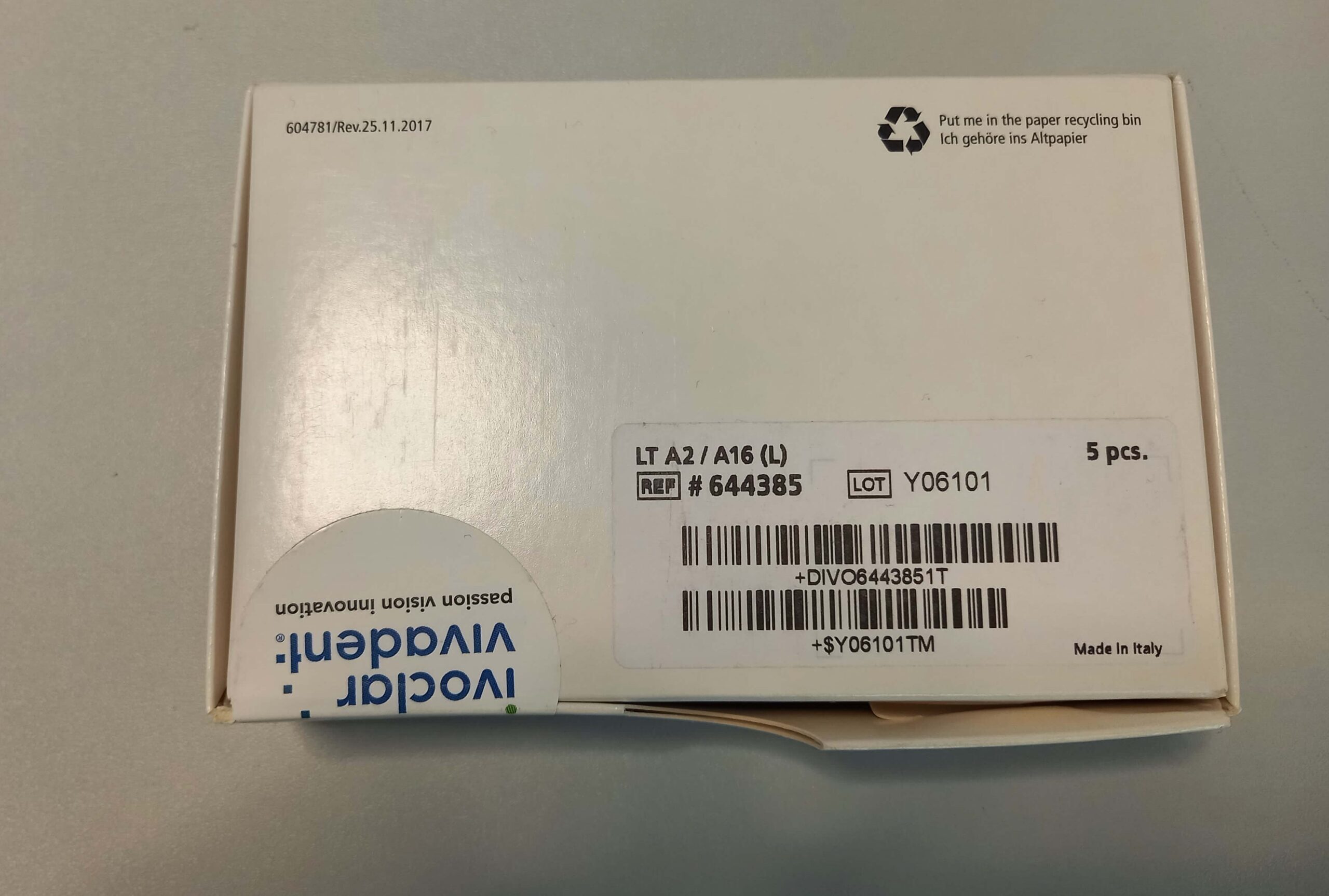 Ivoclar Vivadent IPS e.max CAD LT A2/A16 (L) — 5 Stück, original versiegelt | 328526 Ivoclar Vivadent IPS e.max CAD LT A2/A16 (L) — 5 Stück, original versiegelt | 328526