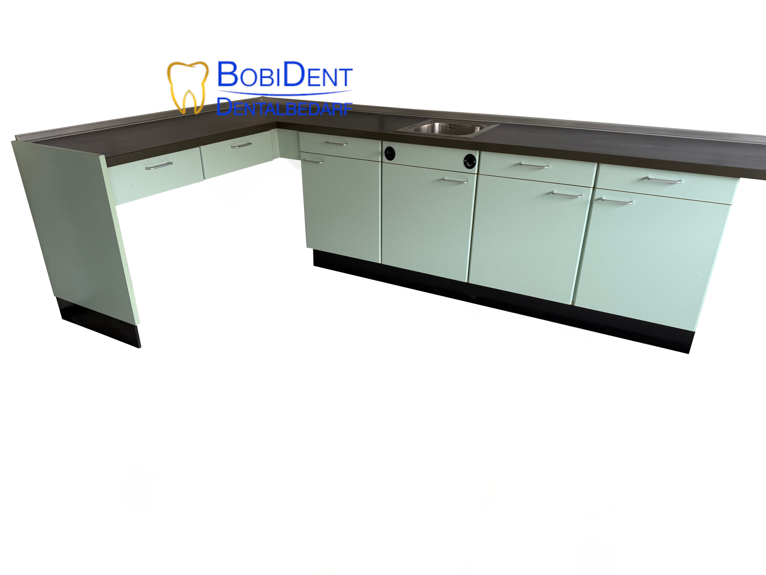 Freuding Nebenfunktionsmöbel L-Form mit Spülbecken – Farbe Mint – Zahntechnik | 329107 Freuding Nebenfunktionsmöbel L-Form mit Spülbecken – Farbe Mint – Zahntechnik | 329107