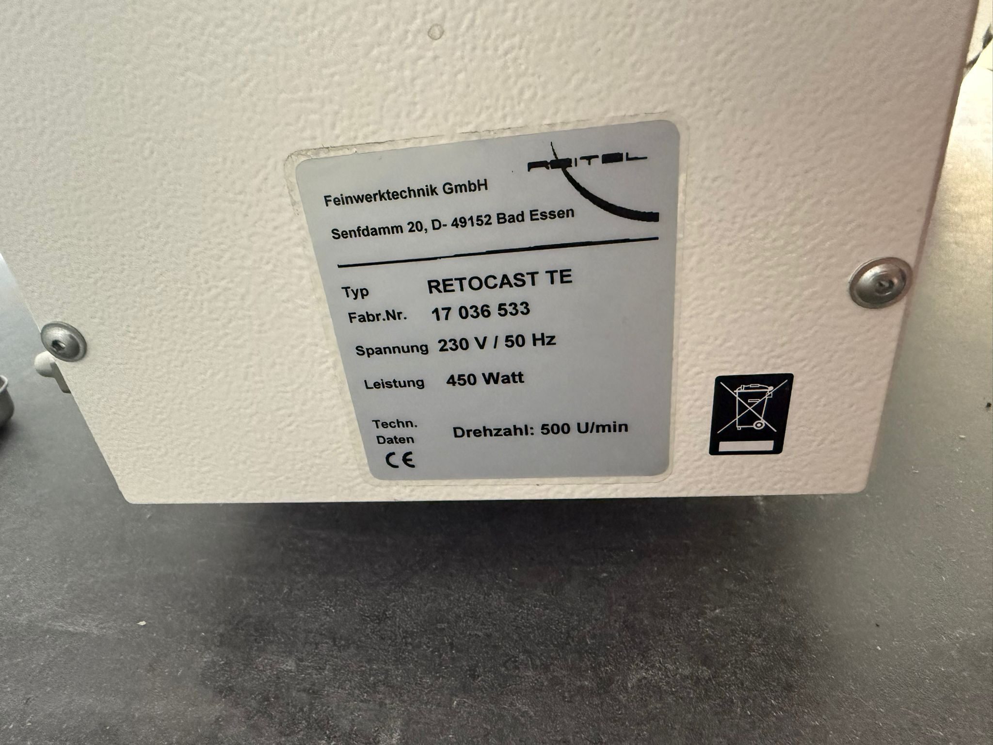 REITEL Gießgerät/Flammenguß-Schleuder Typ RETOCAST TE Dental Labor | 331342 REITEL Gießgerät/Flammenguß-Schleuder Typ RETOCAST TE Dental Labor | 331342