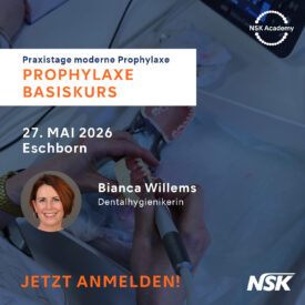 NSK Academy: Praxistage Moderne Prophylaxe 2026: Prophylaxe Basiskurs (für die supragingivale Behandlung) NSK Academy: Praxistage Moderne Prophylaxe 2026: Prophylaxe Basiskurs (für die supragingivale Behandlung)
