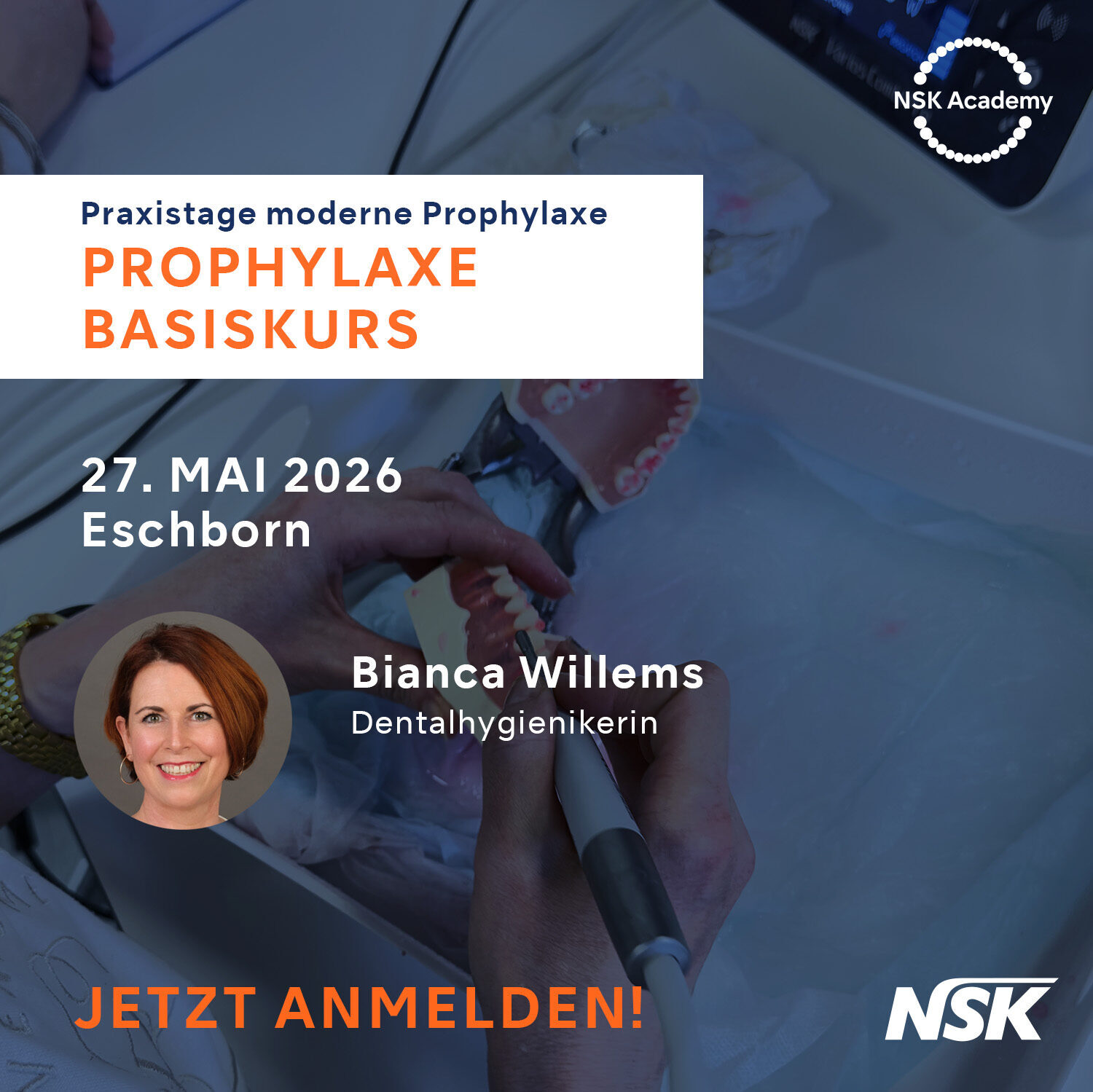 NSK Academy: Praxistage Moderne Prophylaxe 2026: Prophylaxe Basiskurs (für die supragingivale Behandlung) | 331673 NSK Academy: Praxistage Moderne Prophylaxe 2026: Prophylaxe Basiskurs (für die supragingivale Behandlung) | 331673
