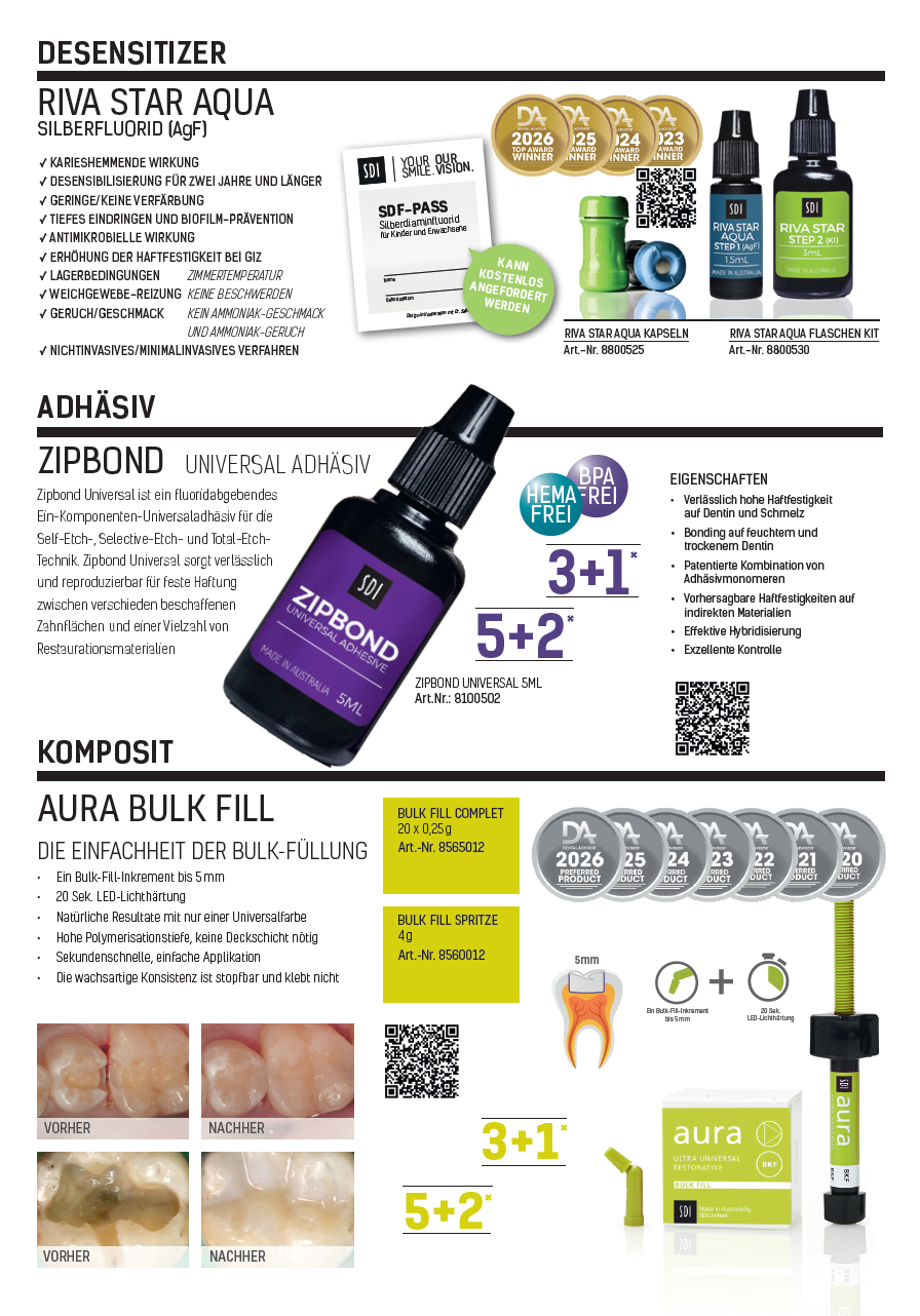 SDI ANGEBOTE | DESENSITIZER RIVA STAR AQUA – ADHÄSIV ZIPBOND – KOMPOSIT AURA BULK FILL | 386857