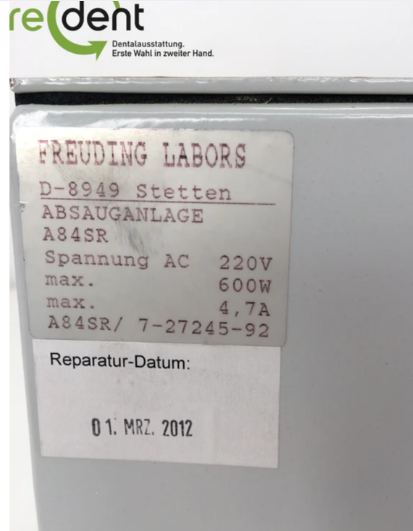 Freuding Einzelplatzabsaugung A 84-SR gebraucht | 333580 Freuding Einzelplatzabsaugung A 84-SR gebraucht | 333580