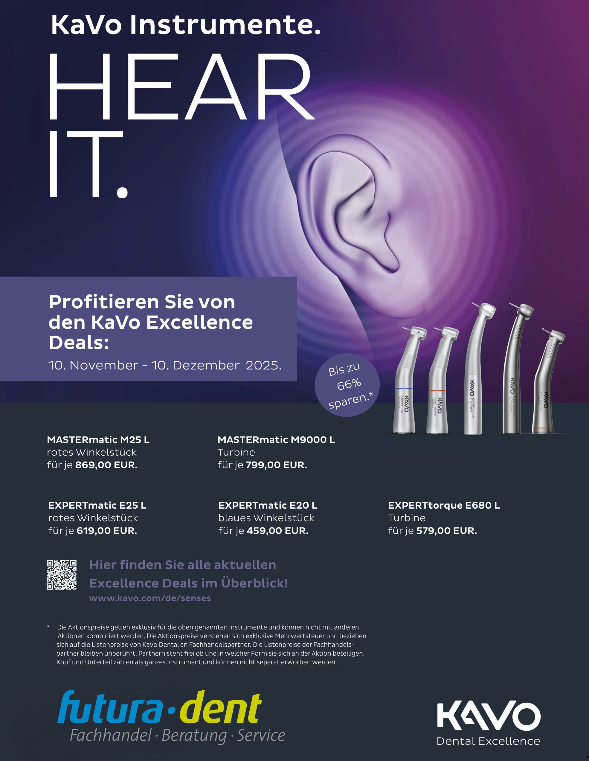 KaVo Winkelstücke und Turbinen Excellence Deals vom 10. November – 10. Dezember 2025. | 334321 KaVo Winkelstücke und Turbinen Excellence Deals vom 10. November – 10. Dezember 2025. | 334321