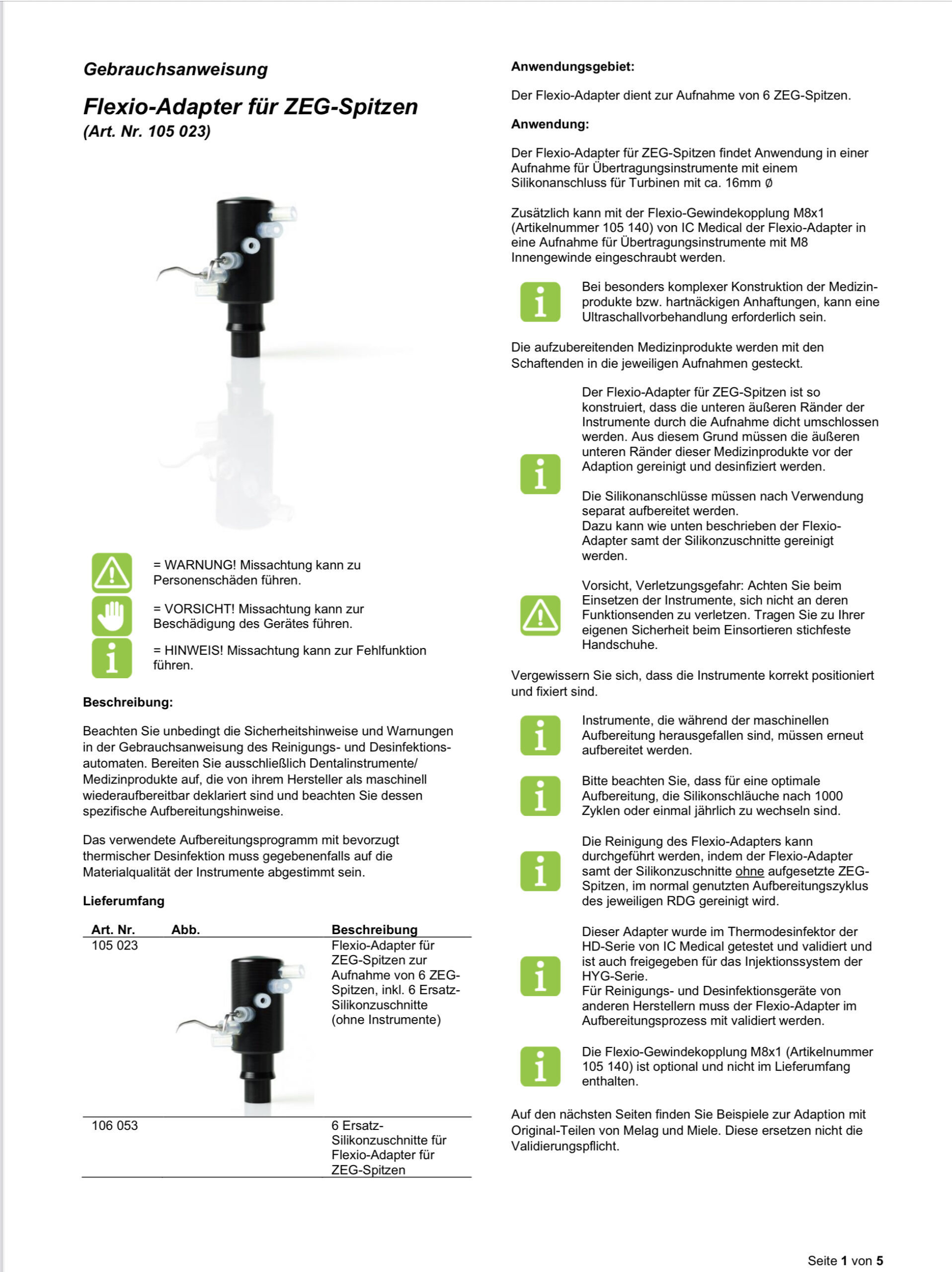 Flexio Adapter Aufnahme 6x ZEG Spitzen für Melag Melatherm und andere Thermodesinfektoren. | 336055