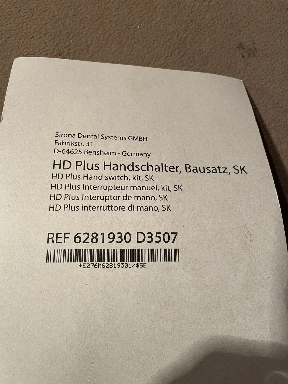 Sirona Dental HD Plus Handschalter, Bausatz, SK | 335594