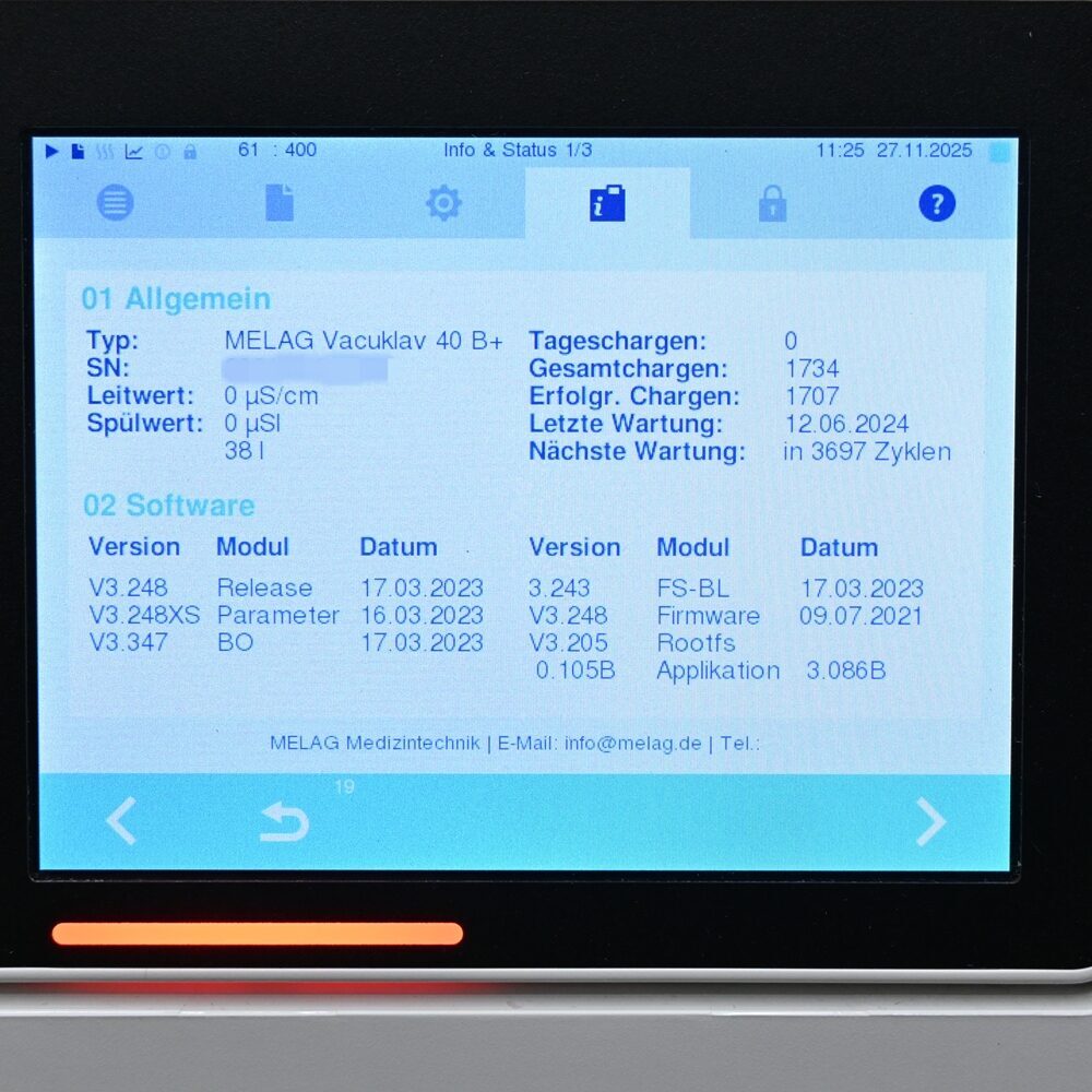Melag Vacuklav 40 B+ Evolution B-Klasse Sterilisator Baujahr 2021 inkl. Aufbereitung | 337617