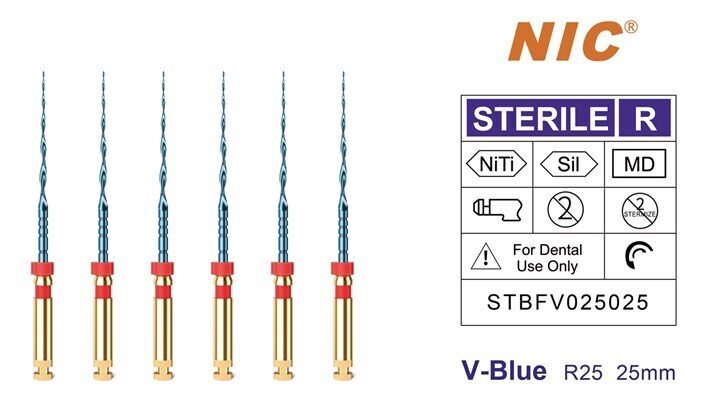 Nic V-Blue Feilen R25 25mm steril (6 Stück) | 337433