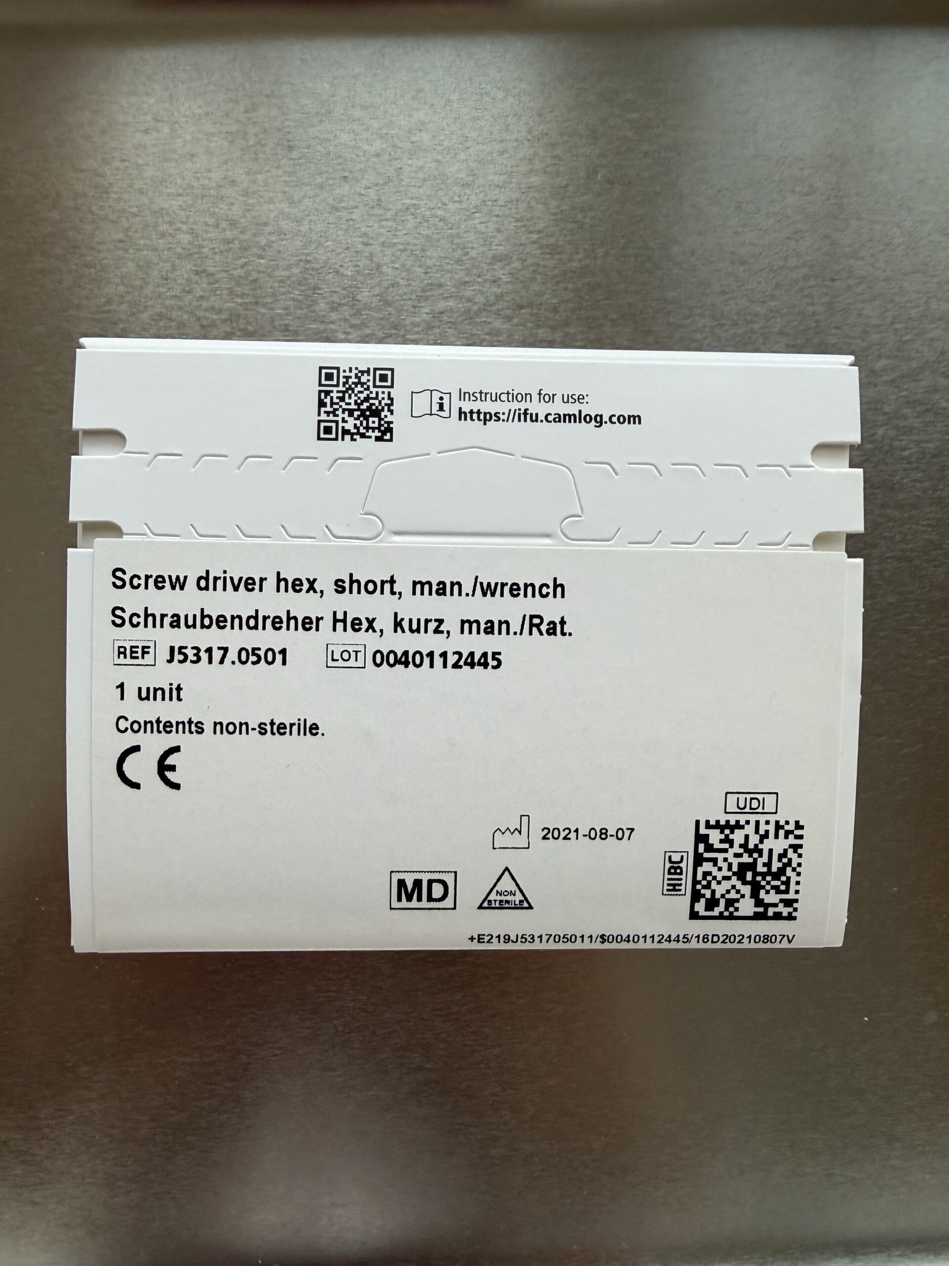 Camlog Schraubendreher HEX, kurz | 338248