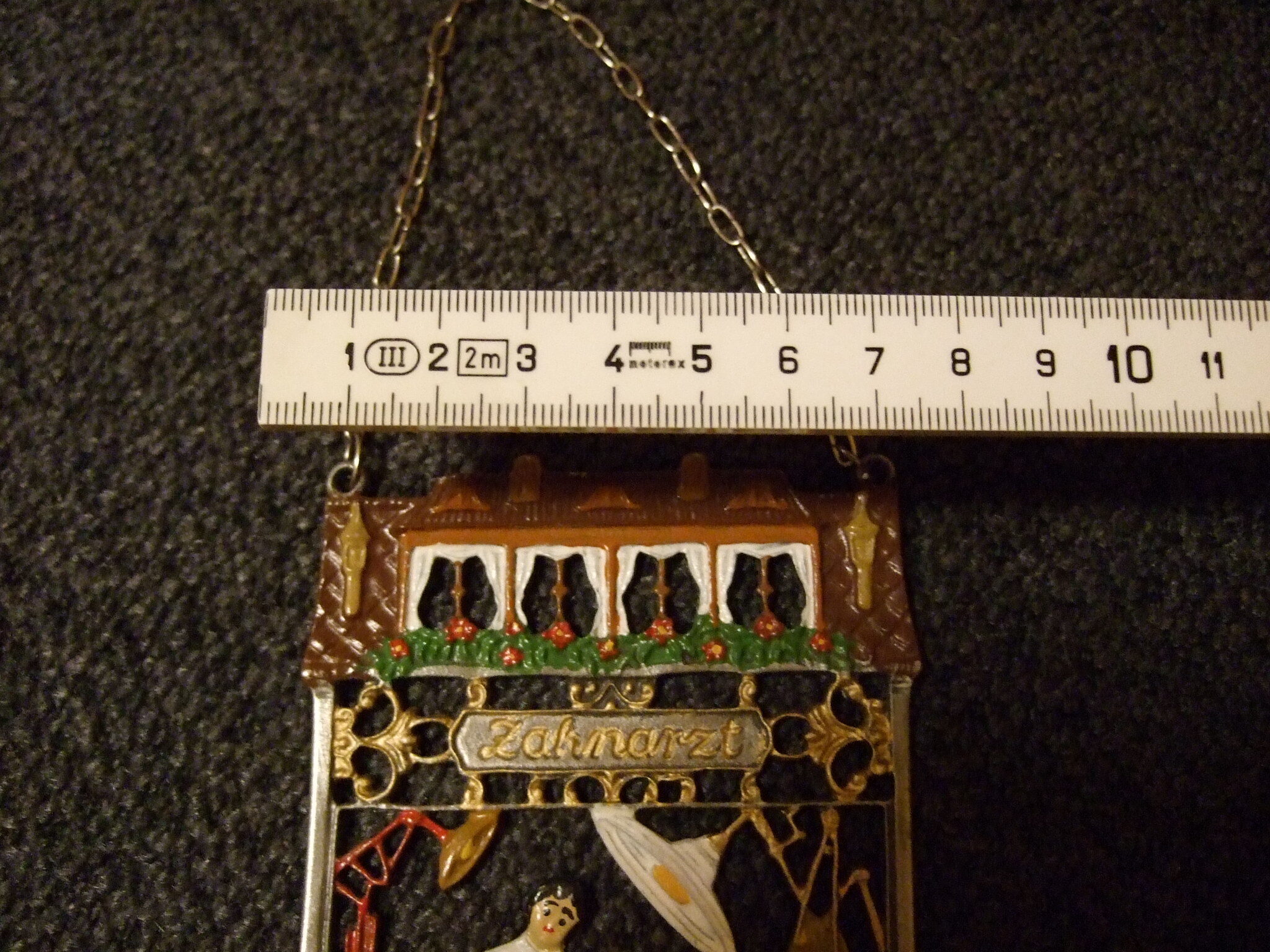 Dekoration Zahnarztmotiv vermutlich bemaltes Zinn | 338086