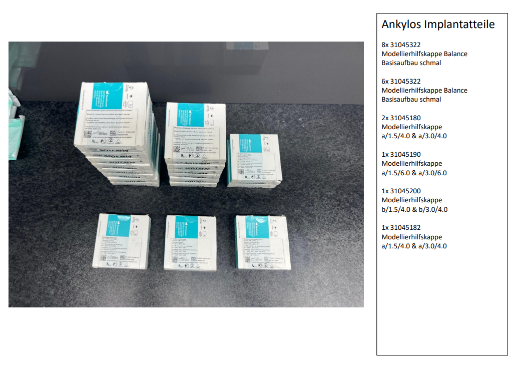 Dental Implantate, Implantat Set, Implantatteile original verpackt Typ: Ankylos, Nobel Biocare, ICX, ICX – Magelan, Bredent, Trion, MIS-SEVEN, Ti TIOLOX, Gutta, Percha, Endo, … | 340394