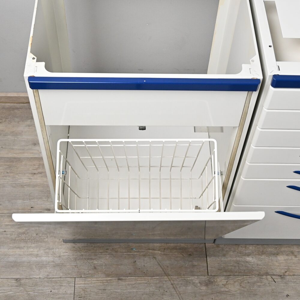 Dental 3er Behandlungszeile / Schrankzeile inkl. 1 Rollschrank aus Stahl, gebraucht | 340834