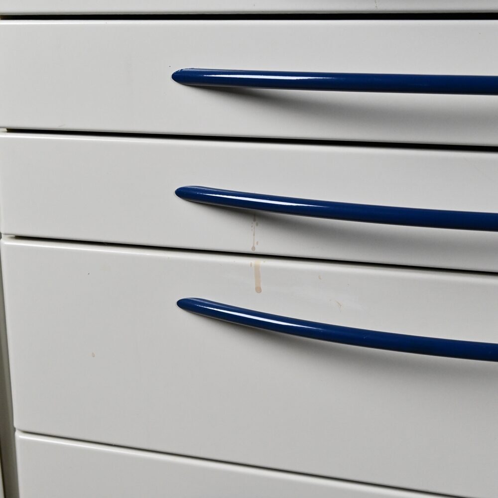 Dental 3er Behandlungszeile / Schrankzeile inkl. 1 Rollschrank aus Stahl, gebraucht | 340837