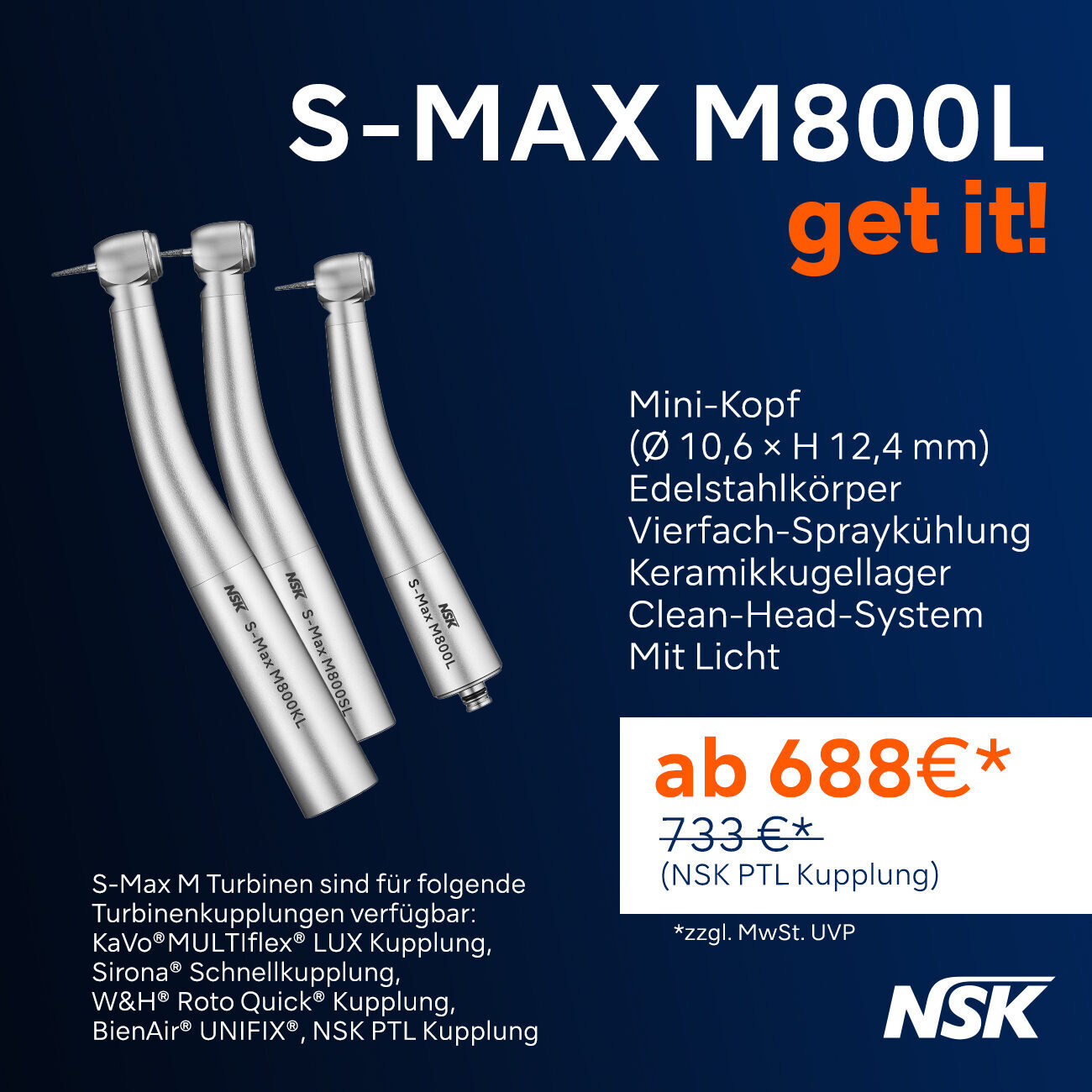 NSK Get it! Aktion: S-Max M800 Turbinen mit Mini-Kopf | 340779