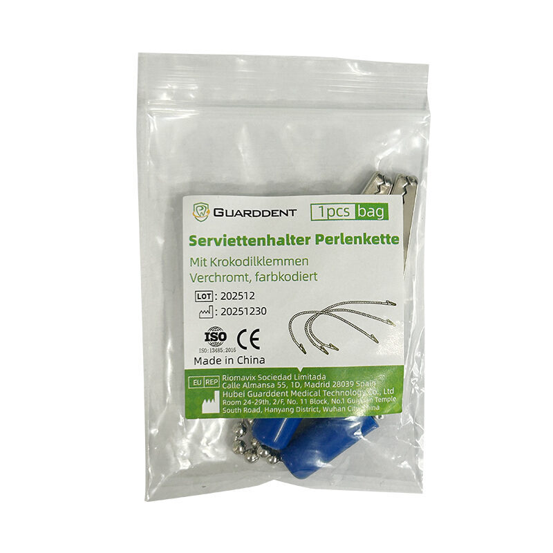 Guarddent Serviettenhalter Perlenkette mit Krokodilklemmen, verchromt, farblich sortiert (10 Stück) | 342381