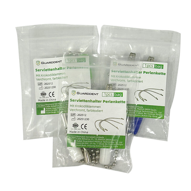 Guarddent Serviettenhalter Perlenkette mit Krokodilklemmen, verchromt, farblich sortiert (10 Stück) | 342382