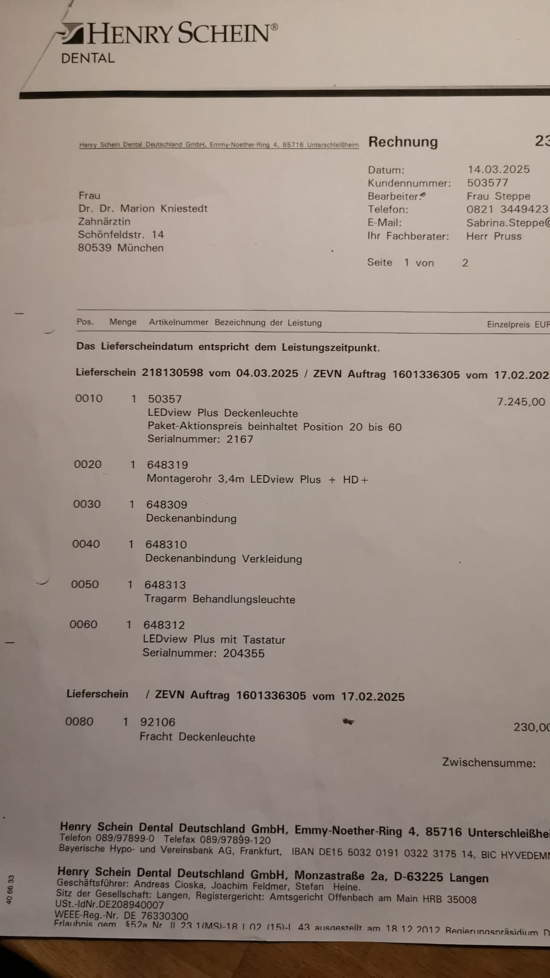 LEDview Plus Decken-Behandlungsleuchte inkl. Montagearm – Top Zustand | 341969