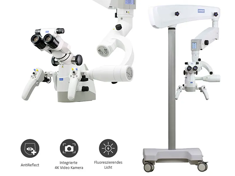 Mikroskop ElektroMag (OMS3200 R2) inkl. 4K Video Kamera, Anti Reflect Modul, Fluoreszenz Modul – Rollenstativ | 344956