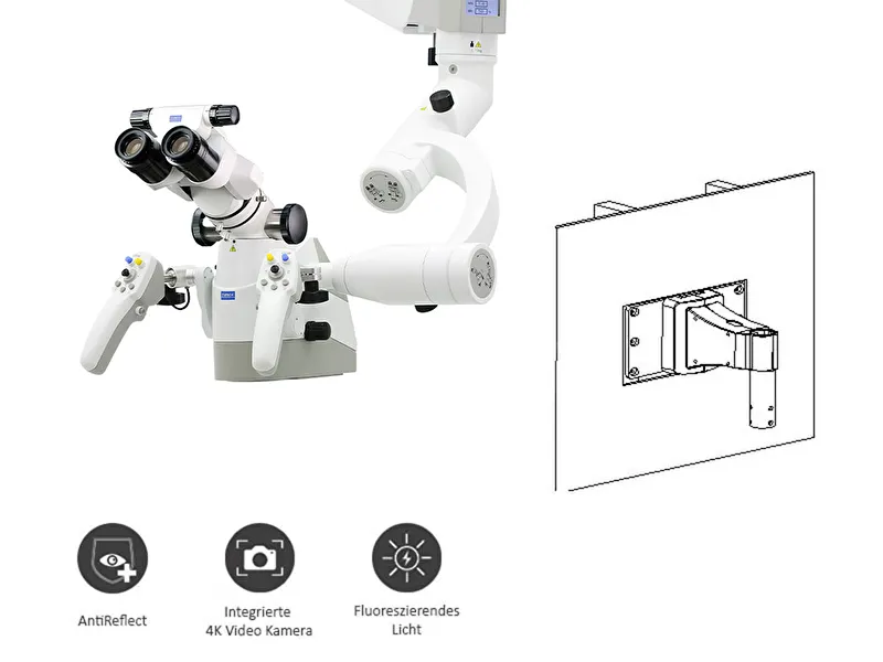 Mikroskop ElektroMag (OMS3200 R2) inkl. 4K Video Kamera, Anti Reflect Modul, Fluoreszenz Modul – Wandhalterung | 344968
