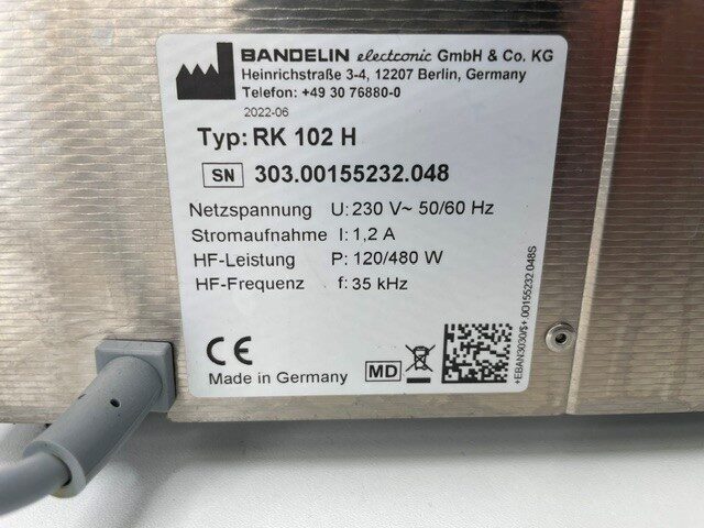 Bandelin Ultraschallgerät Sonorex RK102H BJ 2022 gebraucht | 344578