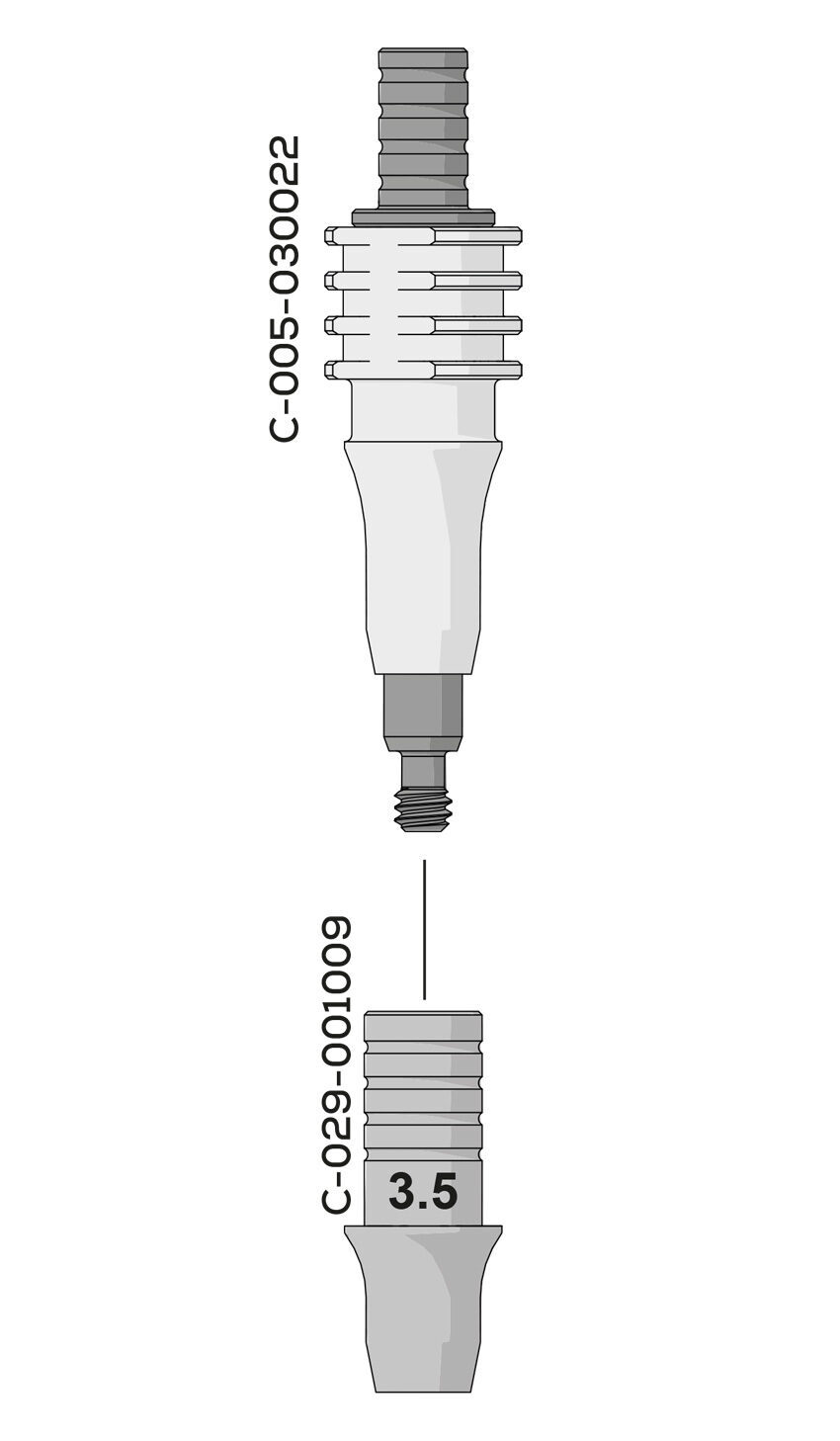 ICX-Abdruckpfosten, offen lang, non-hex | 380615