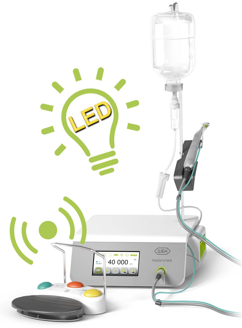 W&H Implantmed Plus SI-1023 LED Chirurgiegerät mit kabelloser Fußsteuerung | 373569