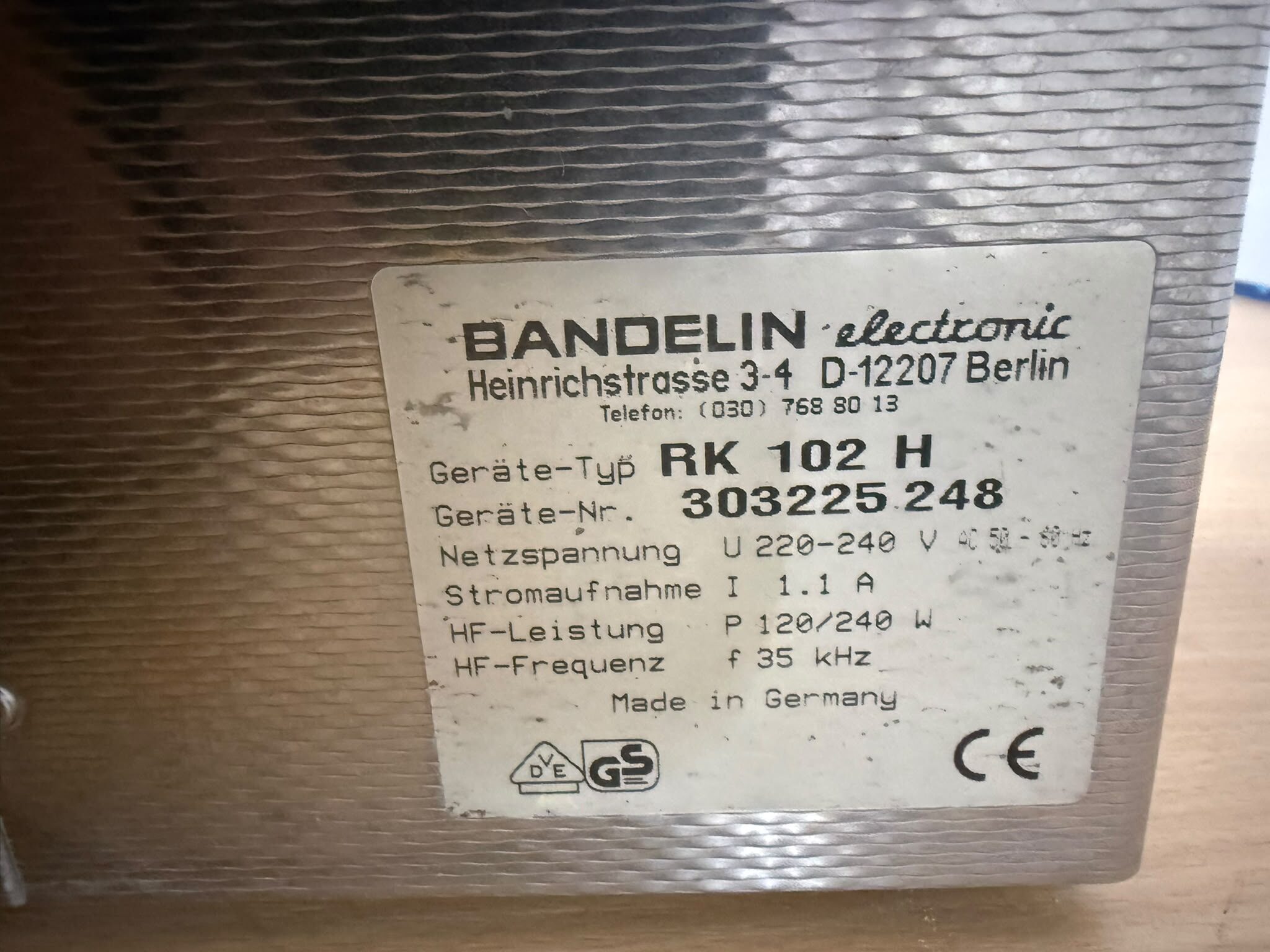 Bandelin Sonorex Super RK 102 H Ultraschallbad Ultraschallgerät Reinigungsgerät | 383524